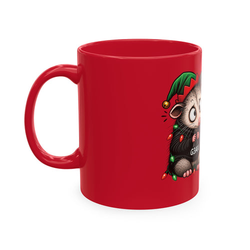 Anxious Possum Christmas Mug — “Bought the Gifts. Now I’m Financially Anxious”