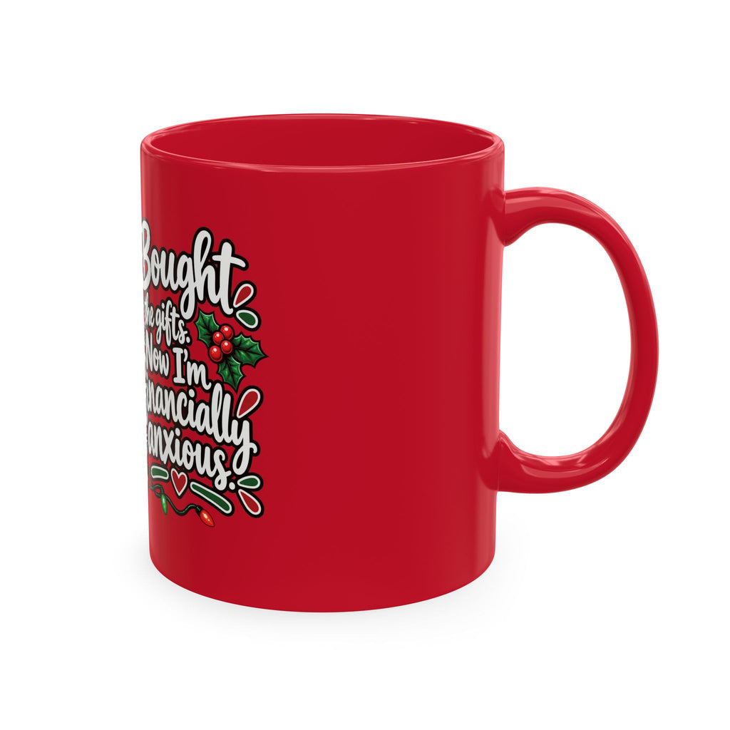 Anxious Possum Christmas Mug — “Bought the Gifts. Now I’m Financially Anxious”