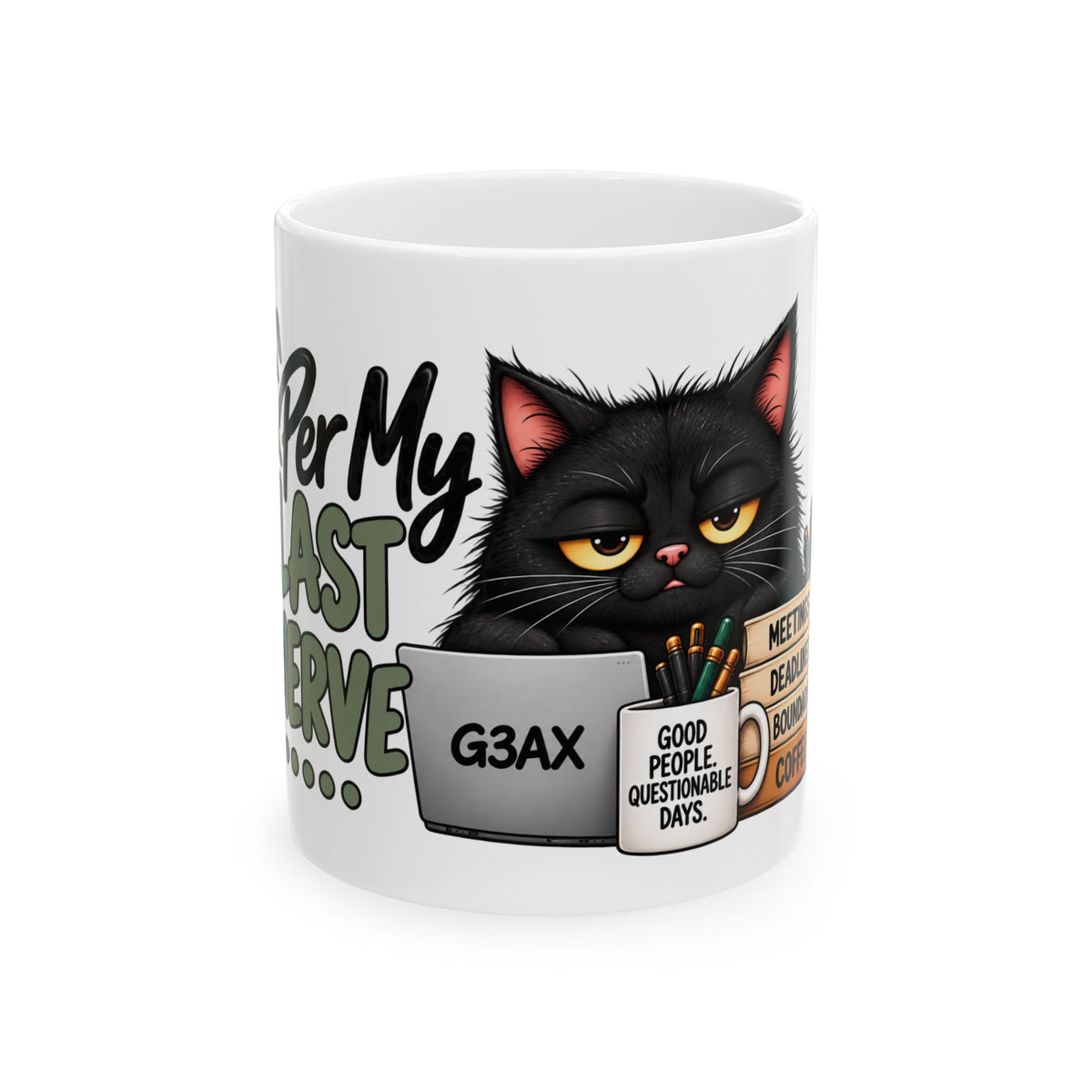 Per My Last Nerve….. Office Cat Mug
