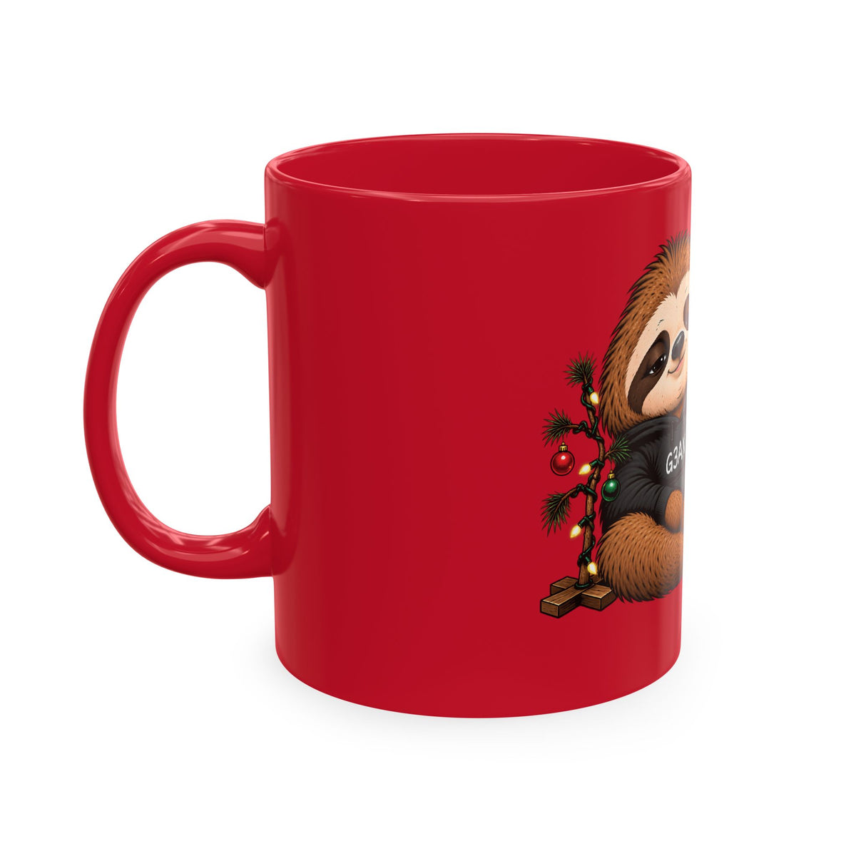 Minimal Sloth Christmas Mug — “I Thought About Wrapping It”
