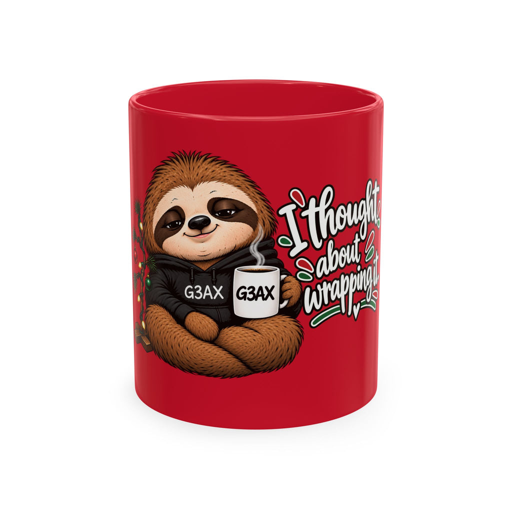 Minimal Sloth Christmas Mug — “I Thought About Wrapping It”