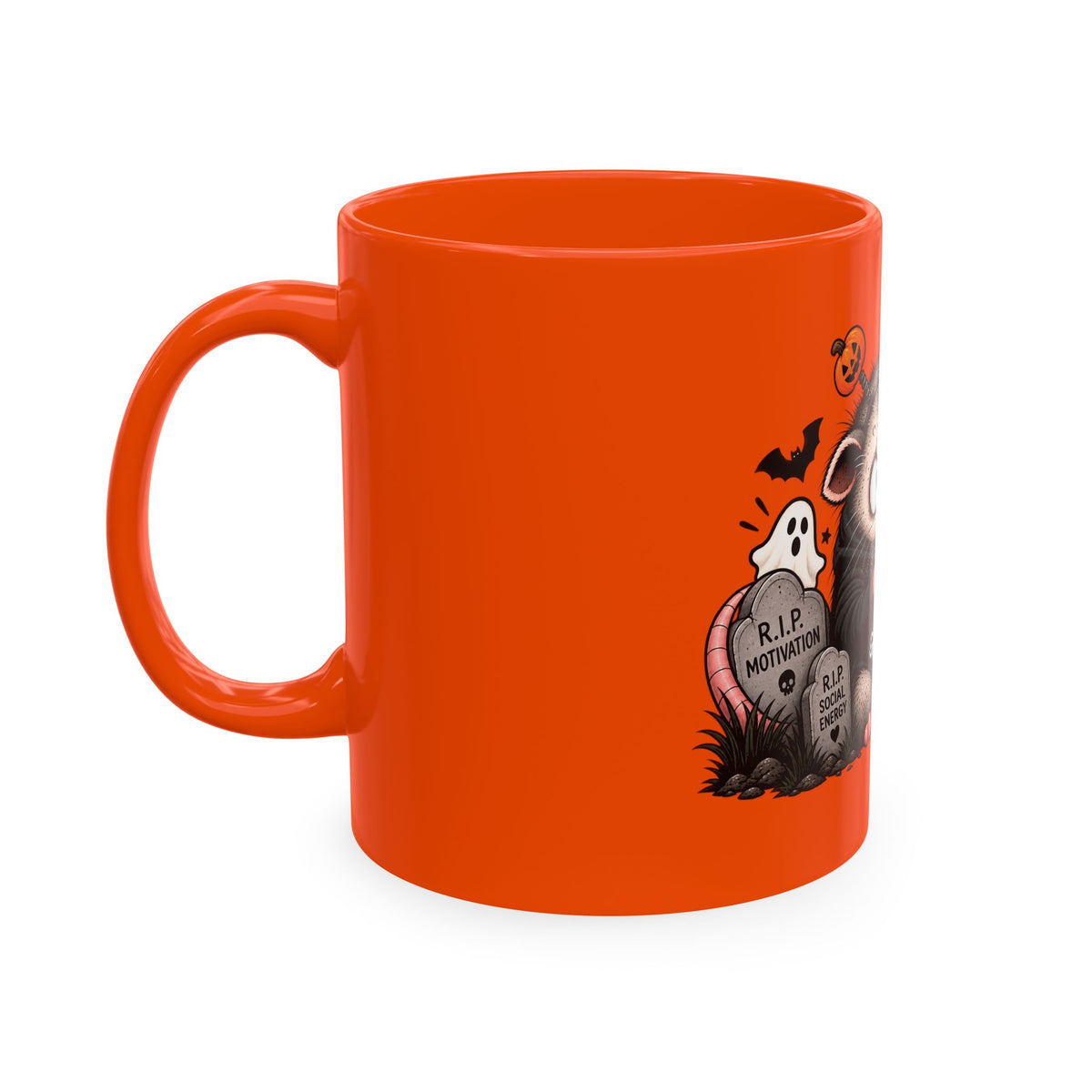 Anxious Possum Halloween Mug — “Pumpkin Spice & Existential Dread”