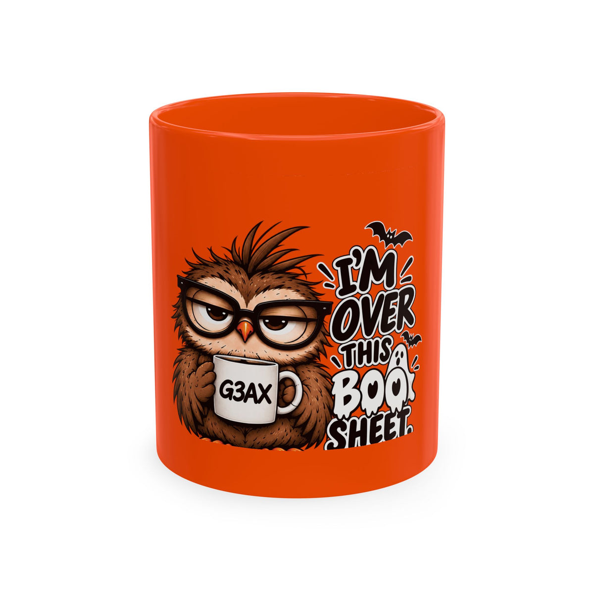 Over-It Owl Halloween Mug – “I’m Over This Boo Sheet”